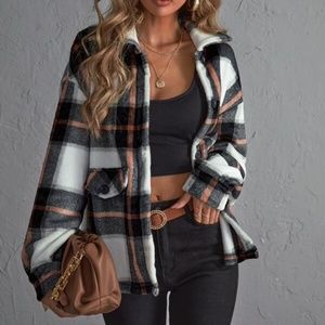 Cozy Plaid Boyfriend Jacket Oversized Shacket